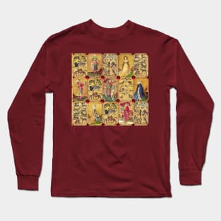 Medieval German Court Cards Queens and Kings of Dogs,Deers,Falcons,Ducks Long Sleeve T-Shirt